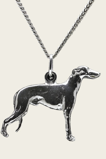 Zilveren Whippet ketting hanger - groot