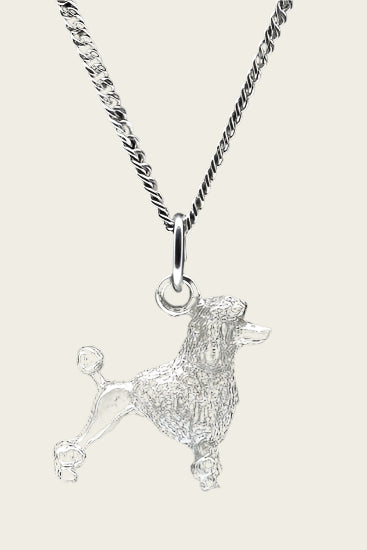 Zilveren Koningspoedel ketting hanger - groot