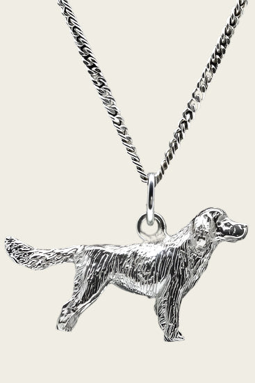Zilveren Kleine munsterlander - heidewachtel ketting hanger - groot