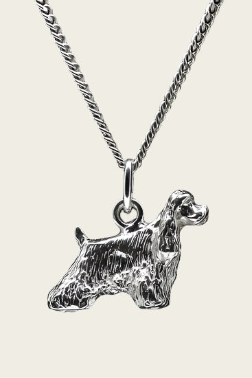 Silver American Cocker Spaniel Necklace Pendant - Large