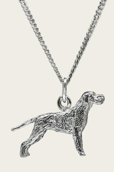 Silver Vizsla Wirehaired Pointer with Tail Necklace Pendant - Large