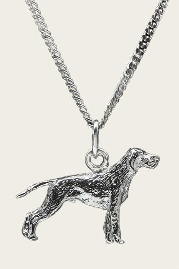 Silver Vizsla Wirehaired Pointer Necklace Pendant - Large