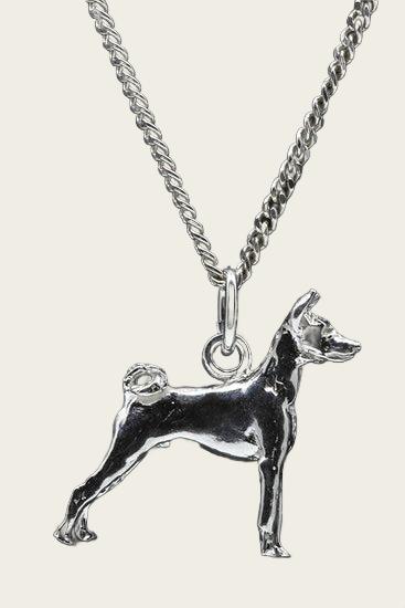 Silver Basenji Necklace Pendant - Large