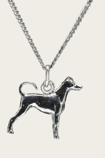 Zilveren Japanse terrier met staart ketting hanger - groot