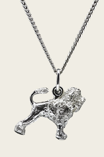 Zilveren Leeuwhondje ketting hanger - groot