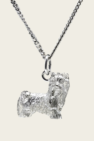 Zilveren Yorkshire terrier - huismodel ketting hanger - groot