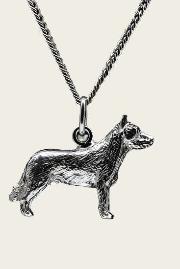 Silver Australian Cattle Dog Necklace Pendant - Large