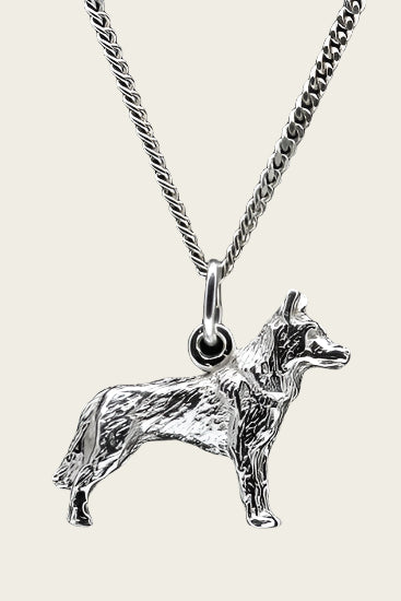 Zilveren Saarloos wolfhond ketting hanger - groot