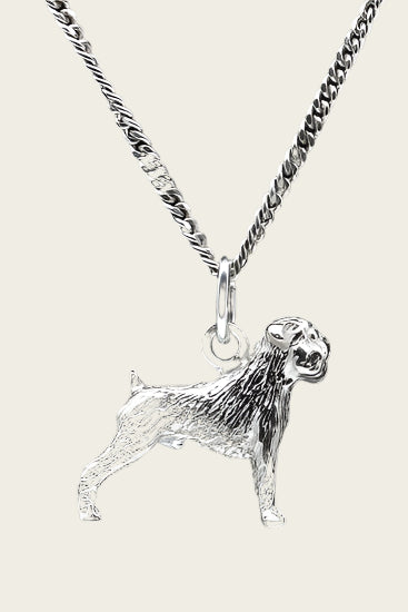 Zilveren Belgisch smoushondje ketting hanger - groot