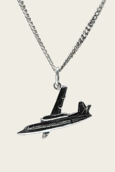 Zilveren Fokker vliegtuig ketting hanger