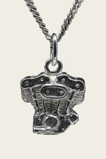 Zilveren Panhead motorblok ketting hanger