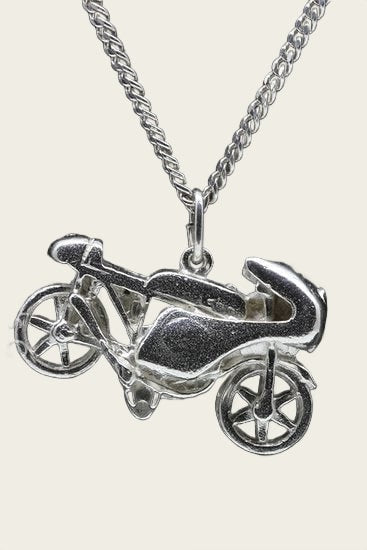 Silver Motor with fairing necklace pendant