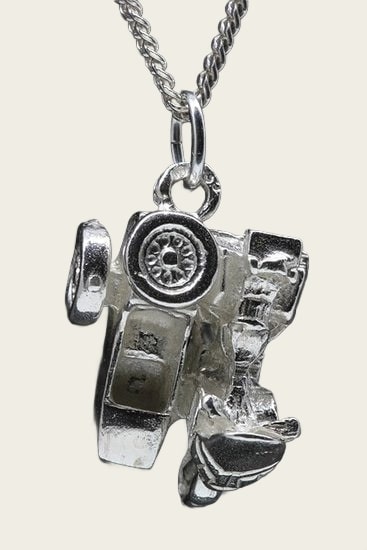 Zilveren Motor zijspan ketting hanger