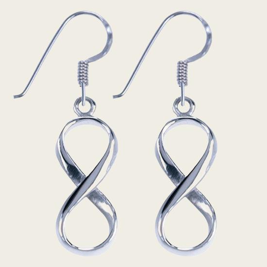 Silver Lemniscate Infinity symbol dangle earring