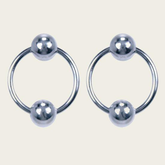 Silver Ring Stud Earrings Ear Studs