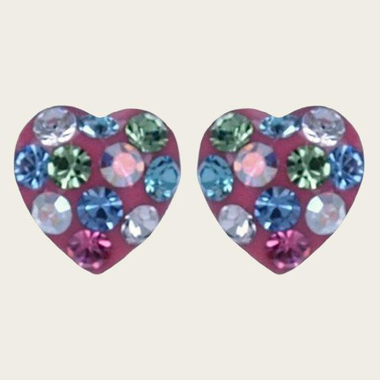 Silver Heart Pink Glitter Stud Earrings Ear Studs