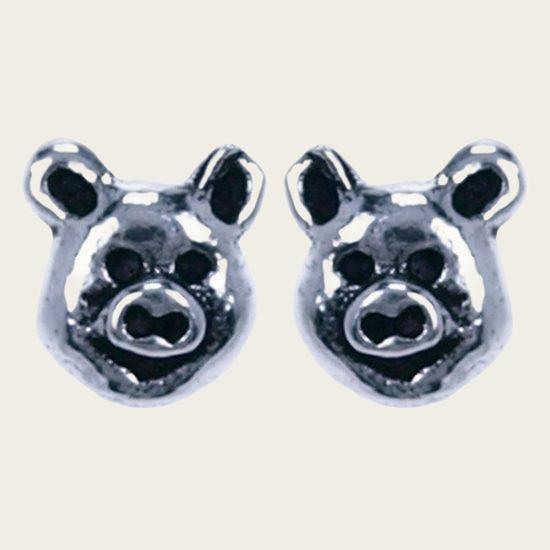 Silver Pig Head Stud Earrings Ear Studs