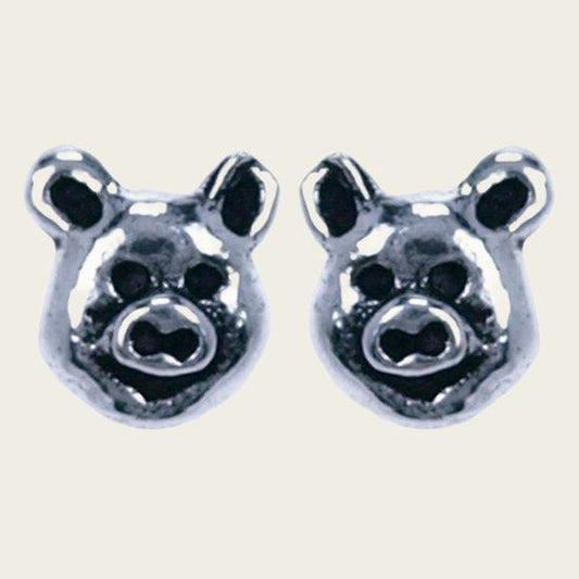 Silver Pig Head Stud Earrings Ear Studs
