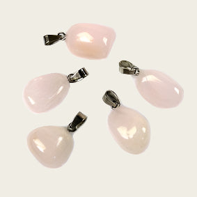 Calcite mangano gemstone necklace pendant stainless steel