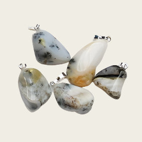 Dendriet agaat edelsteen ketting hanger rvs