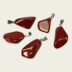 Jasper red gemstone necklace pendant stainless steel