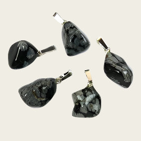 Obsidiaan sneeuwvlok edelsteen ketting hanger rvs