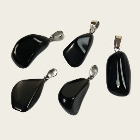 Obsidiaan zwart edelsteen ketting hanger rvs