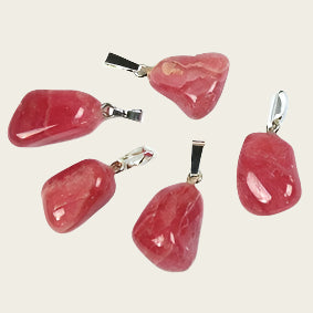 Rhodochrosite gemstone necklace pendant stainless steel