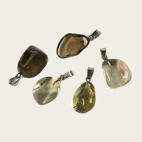 Rookkwarts edelsteen ketting hanger rvs