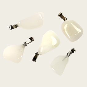 Sneeuw kwarts edelsteen ketting hanger rvs