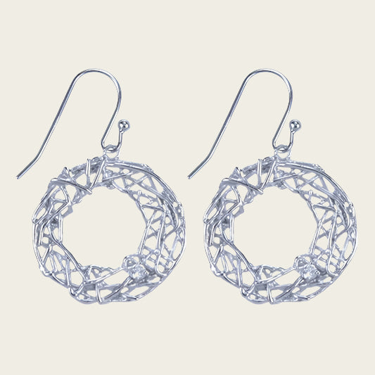 Silver Openwork Round Earrings