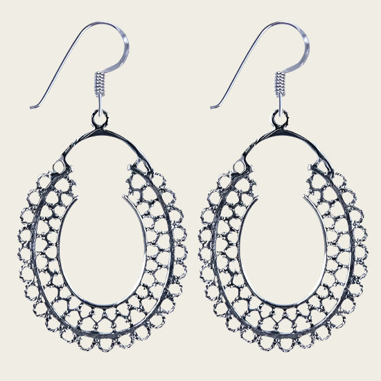 Silver Openwork Oval Earrings