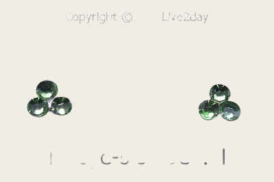 Silver Clover Stud Earrings with green cut stone