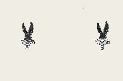 Silver Bugs Bunny Stud Earrings