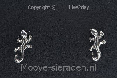 Silver Stud Earrings Salamander - Gecko