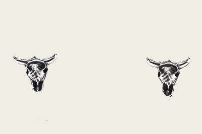 Silver Stud Earrings Bull Head