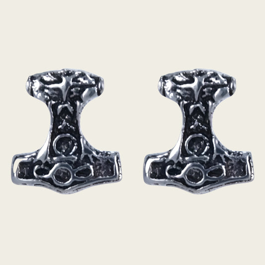 Silver Thor Hammer Stud Earrings