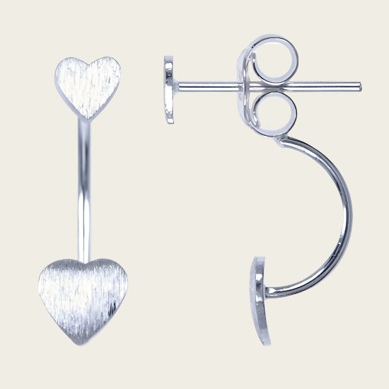 Silver Heart Matte Stud Earrings