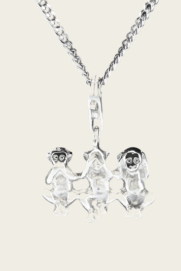 Silver Monkeys hear, see and be silent pendant and/or charm