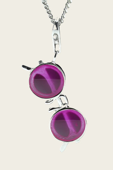 Zilveren Zonnebril met ronde glazen lila hanger en/of bedel