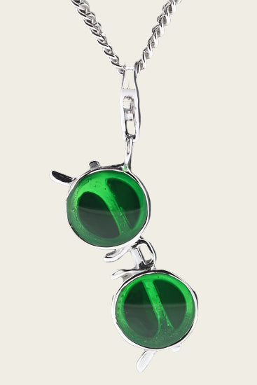 Zilveren Zonnebril met ronde glazen groen hanger en/of bedel