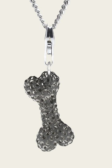 Silver Dog Bone with Crystal Pendant and/or Charm