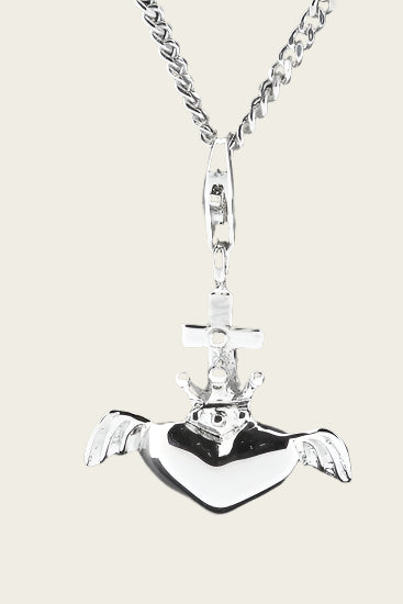 Silver Heart with wings, cross and crown pendant and/or charm
