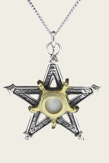 Zilveren Pentagram met zwart oog ketting hanger