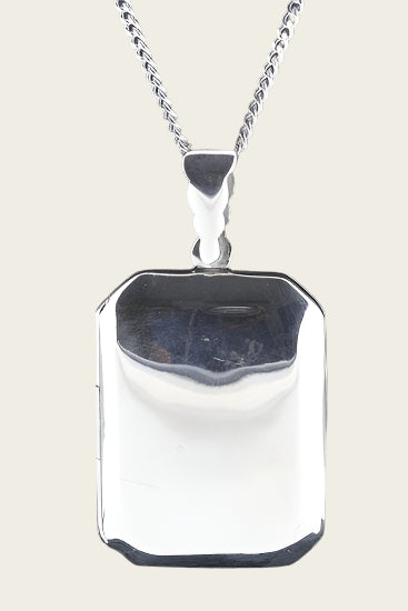 Zilveren Foto medaillon rechthoek glad 2 foto's ketting hanger