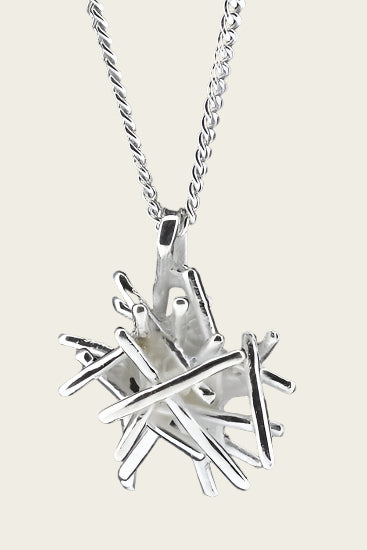 Zilveren Draadmix ketting hanger