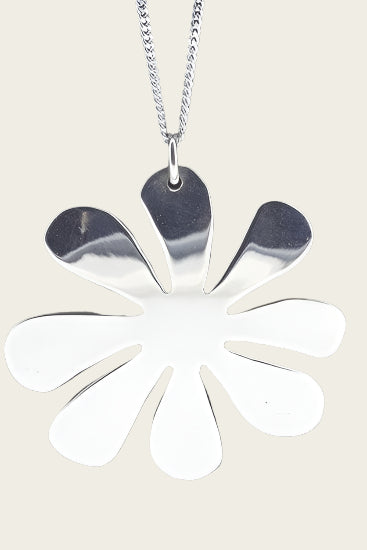 Silver Flower abstract XL necklace pendant