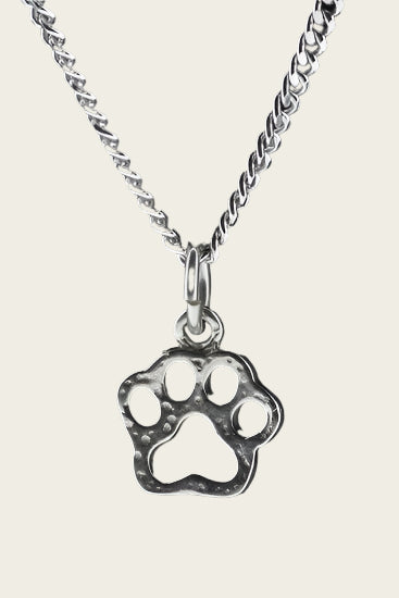 Silver Dog Paw Print Necklace Pendant