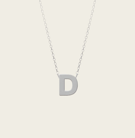 RVS Letter D hanger + ketting  45-50 cm in edelstaal