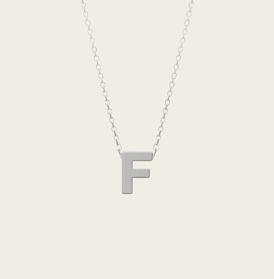 RVS Letter F hanger + ketting  45-50 cm in edelstaal